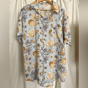 Short Sleeve Floral Button-up Shirt Thailand Size L